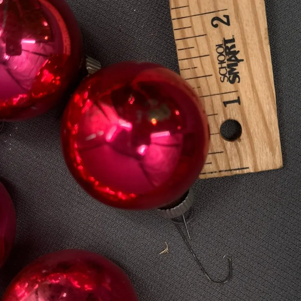 VTG Shiny Brite Glass Christmas Ornaments Pink Red 1 3/4